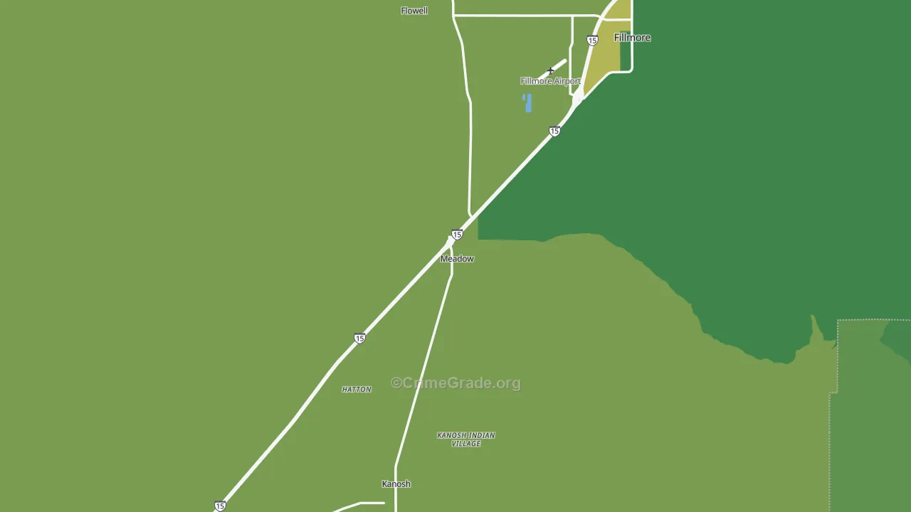 Meadow, UT Map of Vehicle Theft Rates