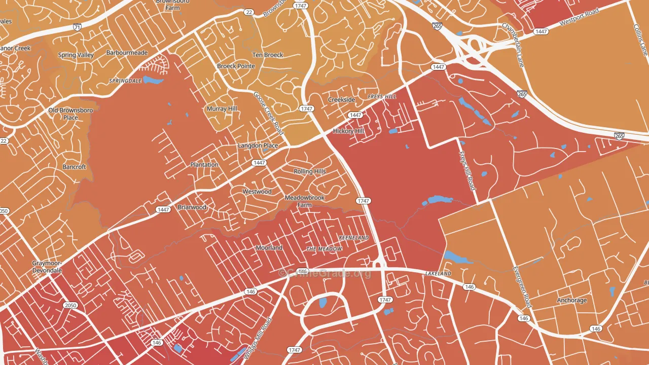 Meadow Vale, KY Map of Vehicle Theft Rates