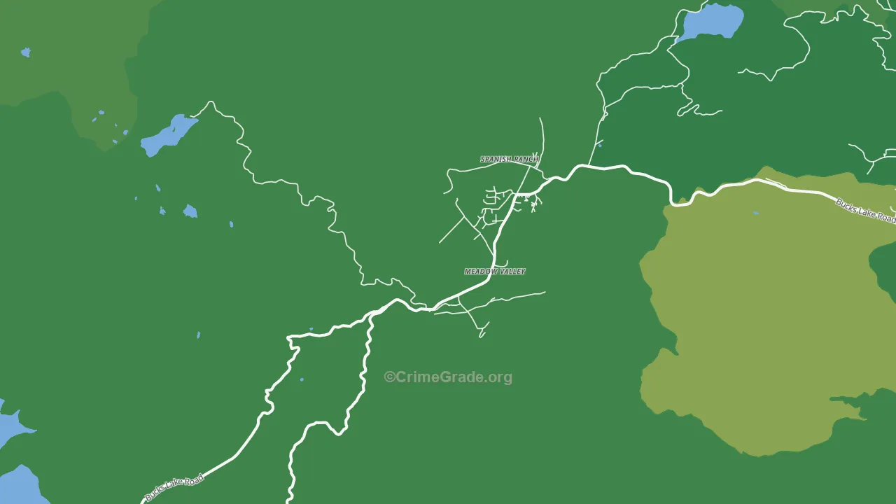 Meadow Valley, CA Map of Vehicle Theft Rates