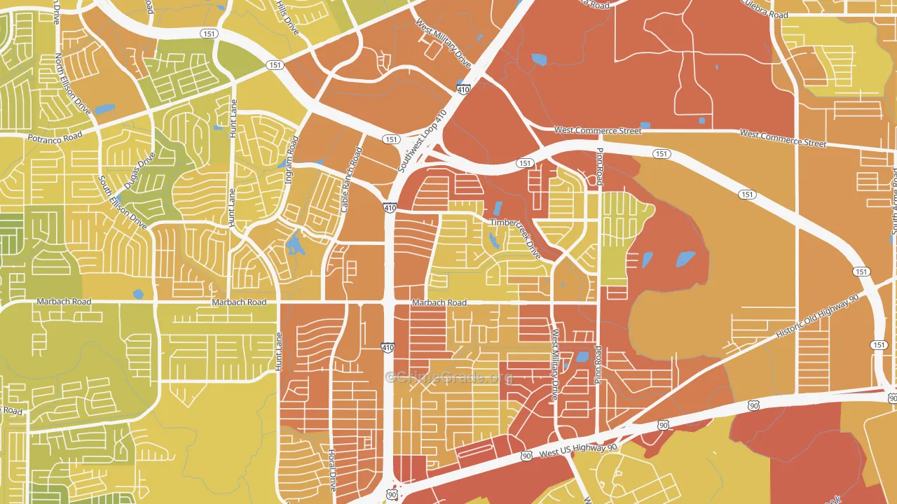 Meadow Village, San Antonio, TX Map of Vehicle Theft Rates