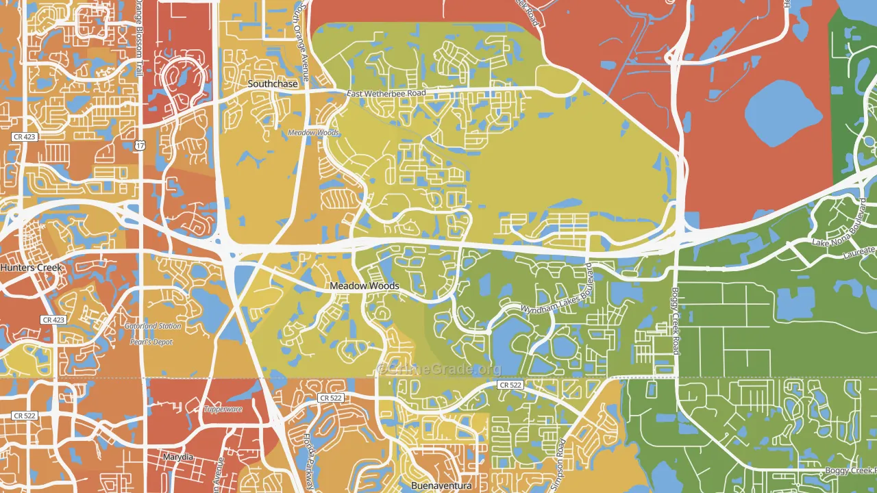 Meadow Woods, FL Map of Vehicle Theft Rates