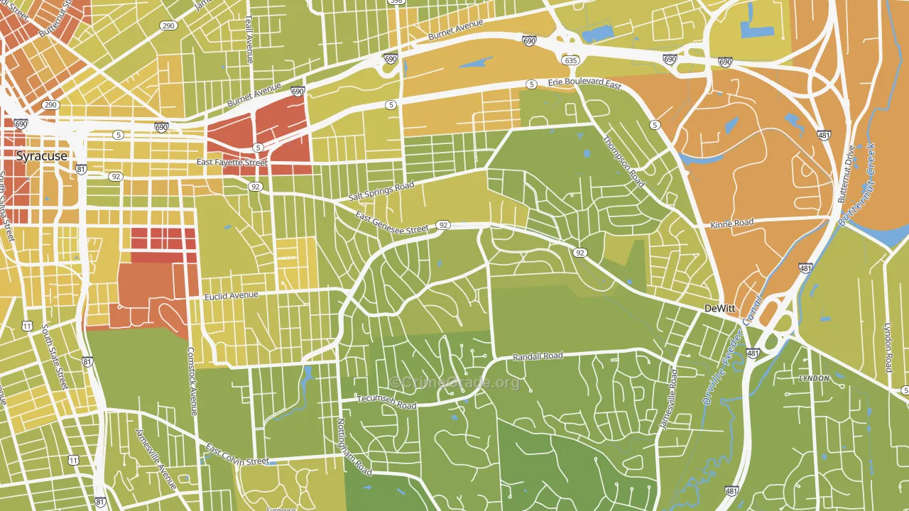 Meadowbrook, Syracuse, NY Map of Vehicle Theft Rates