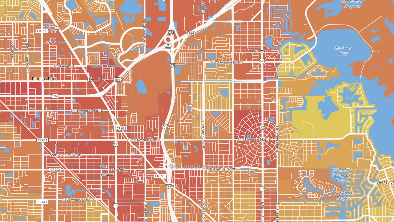 Meadowlawn, St. Petersburg, FL Map of Vehicle Theft Rates