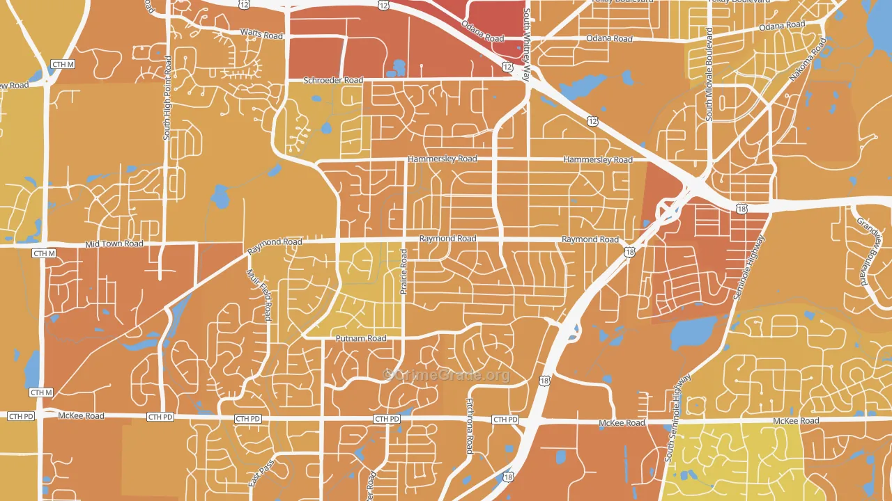 Meadowood, Madison, WI Map of Vehicle Theft Rates