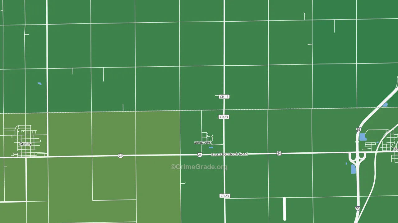 Meadows, IL Map of Vehicle Theft Rates