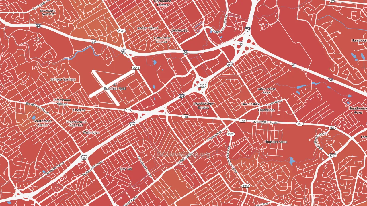 Meadowview Estates, KY Map of Vehicle Theft Rates