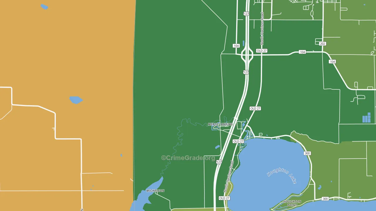 Meads Landing, MI Map of Vehicle Theft Rates