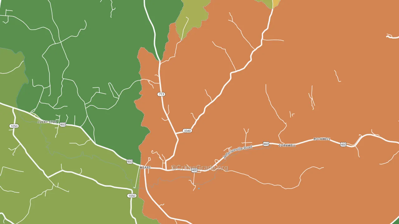 Means, KY Map of Vehicle Theft Rates