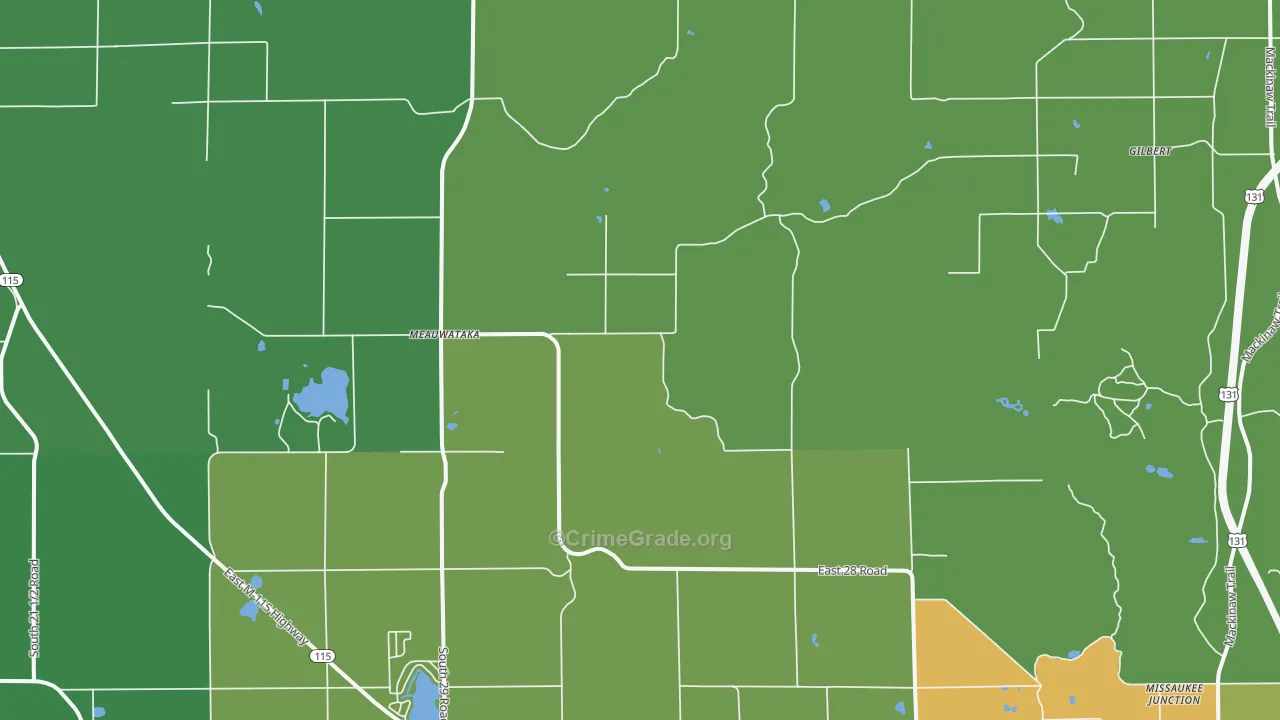 Meauwataka, MI Map of Vehicle Theft Rates