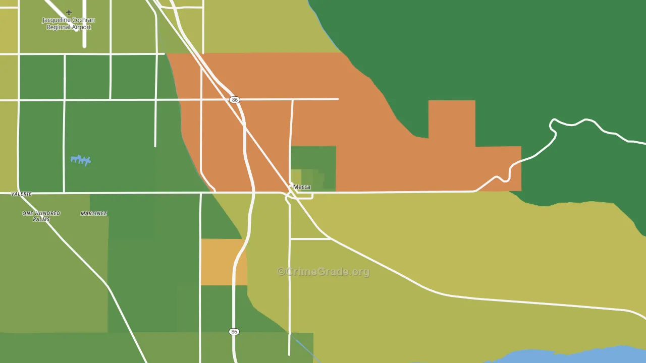 Mecca, CA Map of Vehicle Theft Rates