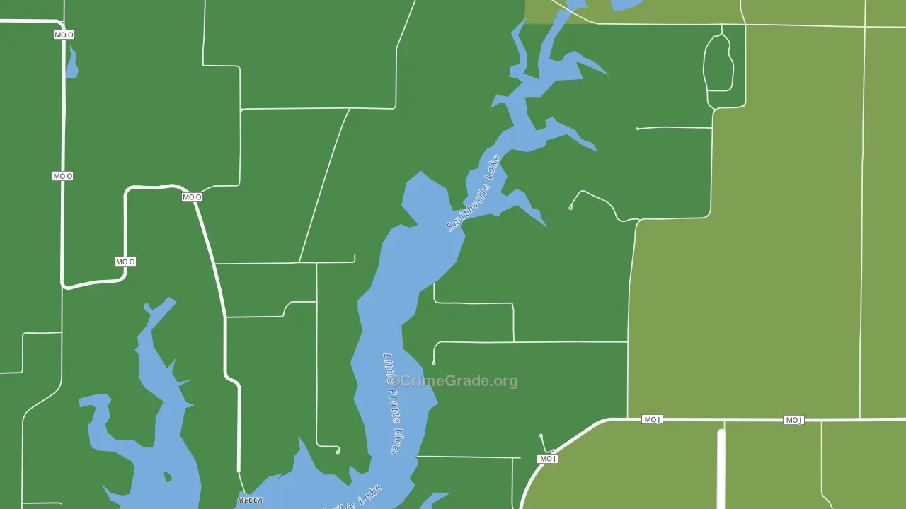 Mecca, MO Map of Vehicle Theft Rates