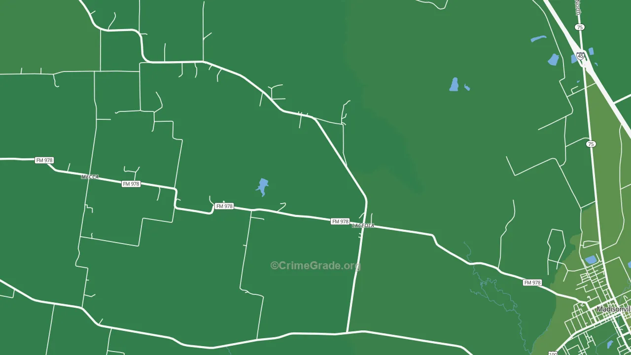 Mecca, TX Map of Vehicle Theft Rates