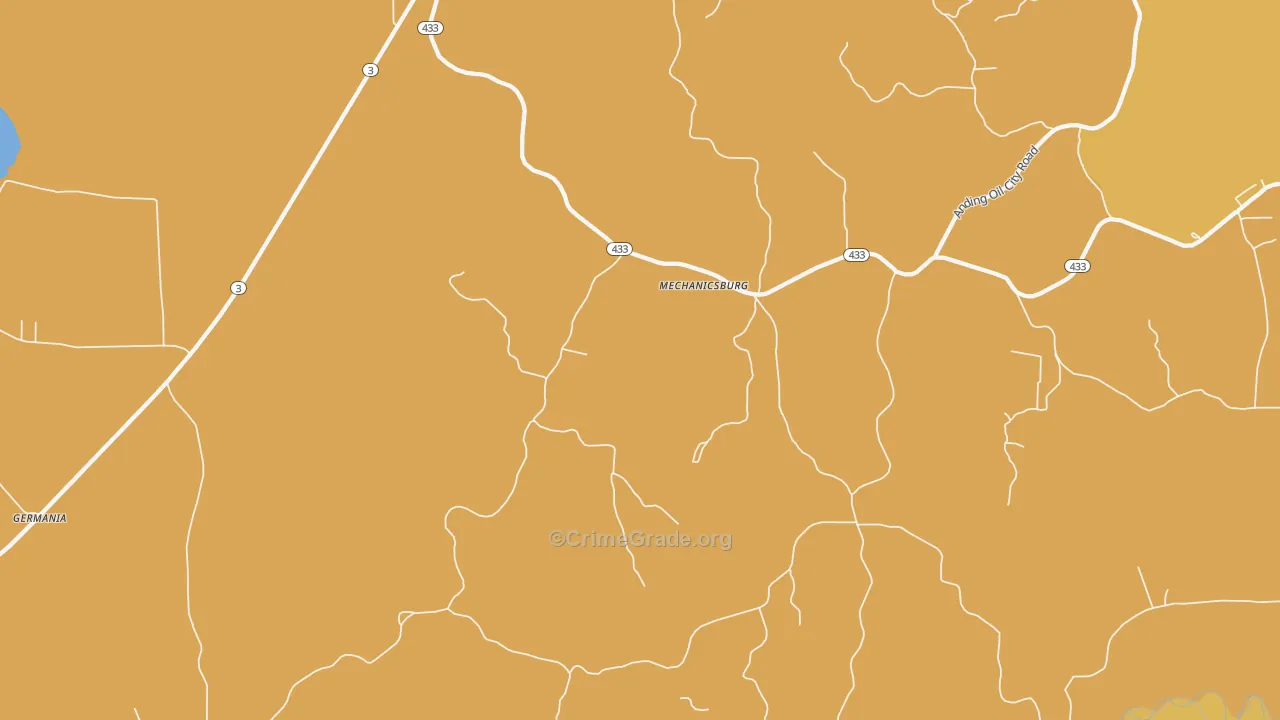 Mechanicsburg, MS Map of Vehicle Theft Rates