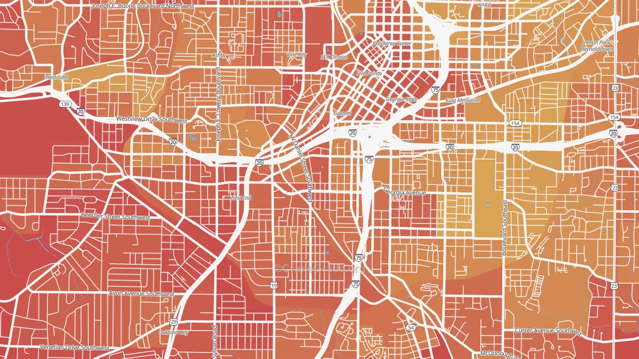 Mechanicsville, Atlanta, GA Map of Vehicle Theft Rates