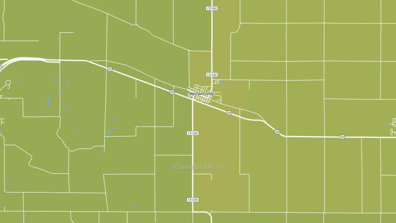 Mechanicsville, IA Map of Vehicle Theft Rates