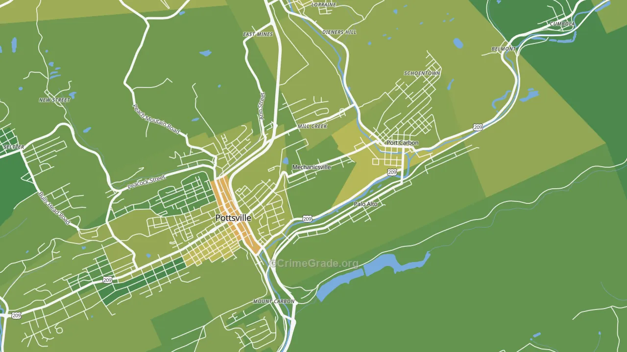 Mechanicsville, PA Map of Vehicle Theft Rates