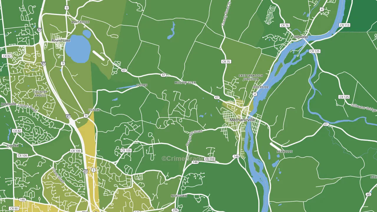 Mechanicville, NY Map of Vehicle Theft Rates