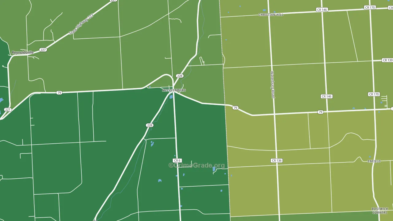 Mecklenburg, NY Map of Vehicle Theft Rates