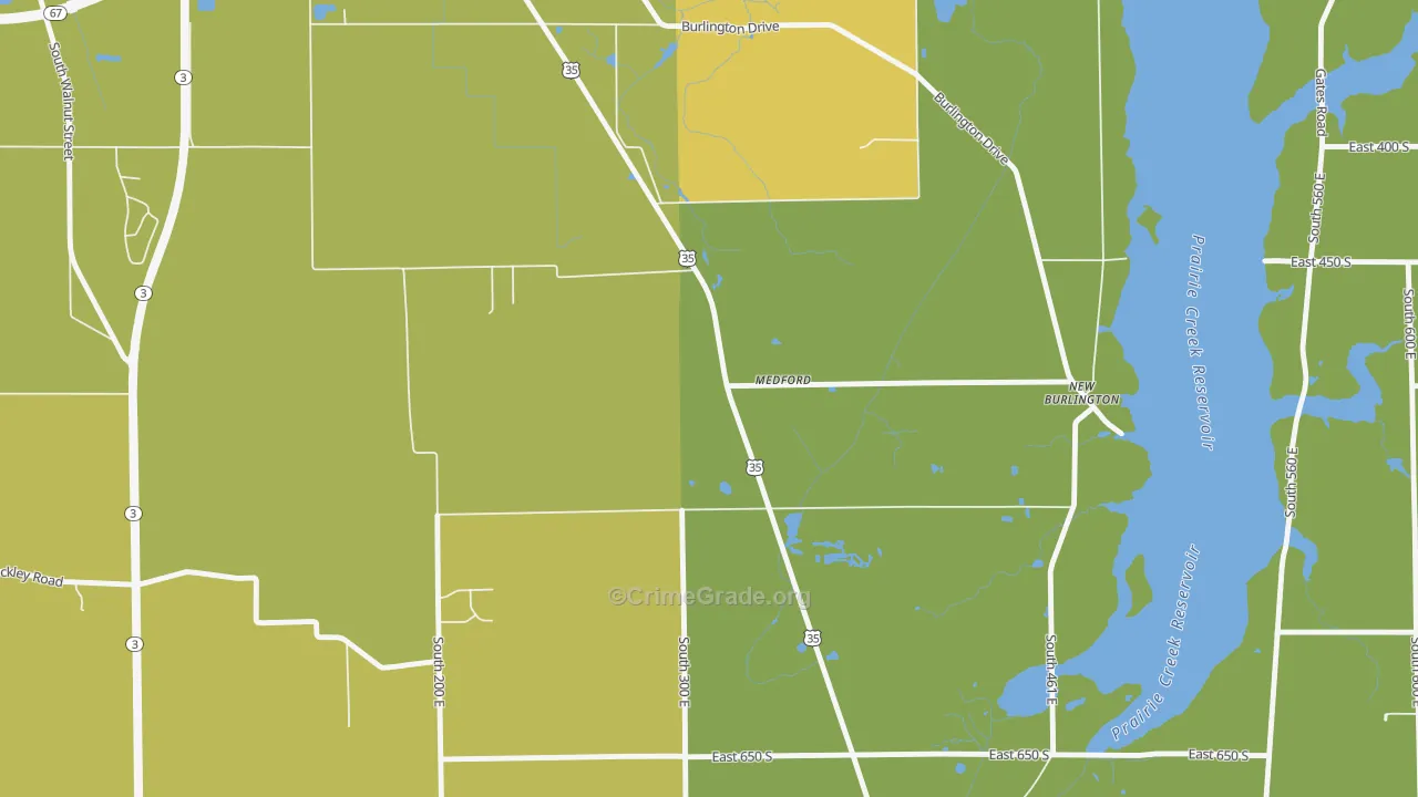 Medford, IN Map of Vehicle Theft Rates