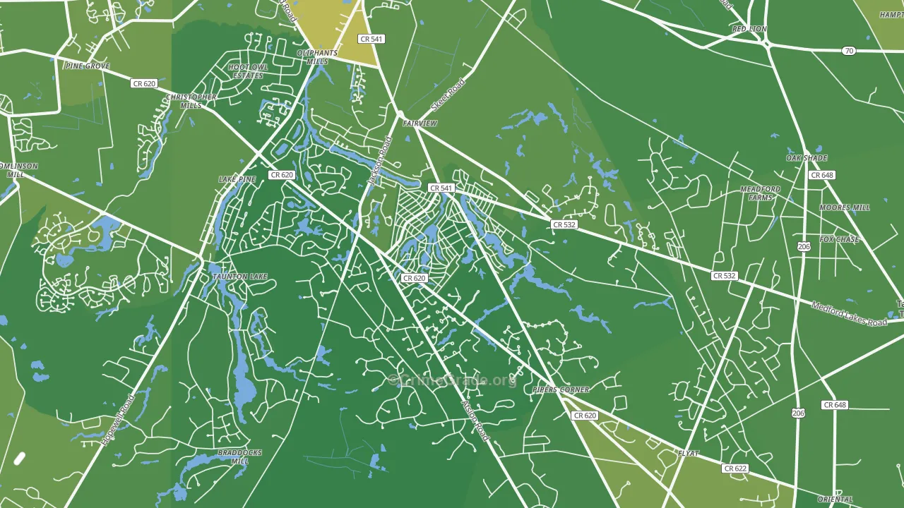 Medford Lakes, NJ Map of Vehicle Theft Rates