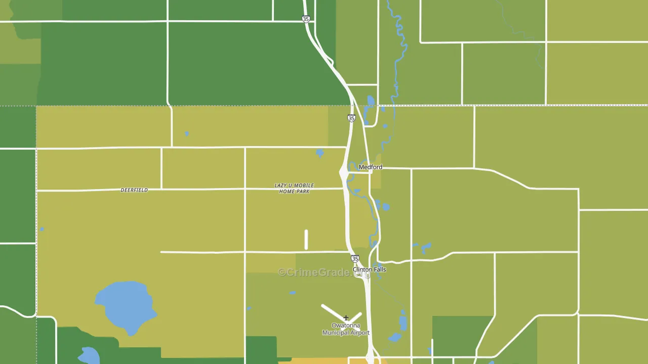 Medford, MN Map of Vehicle Theft Rates