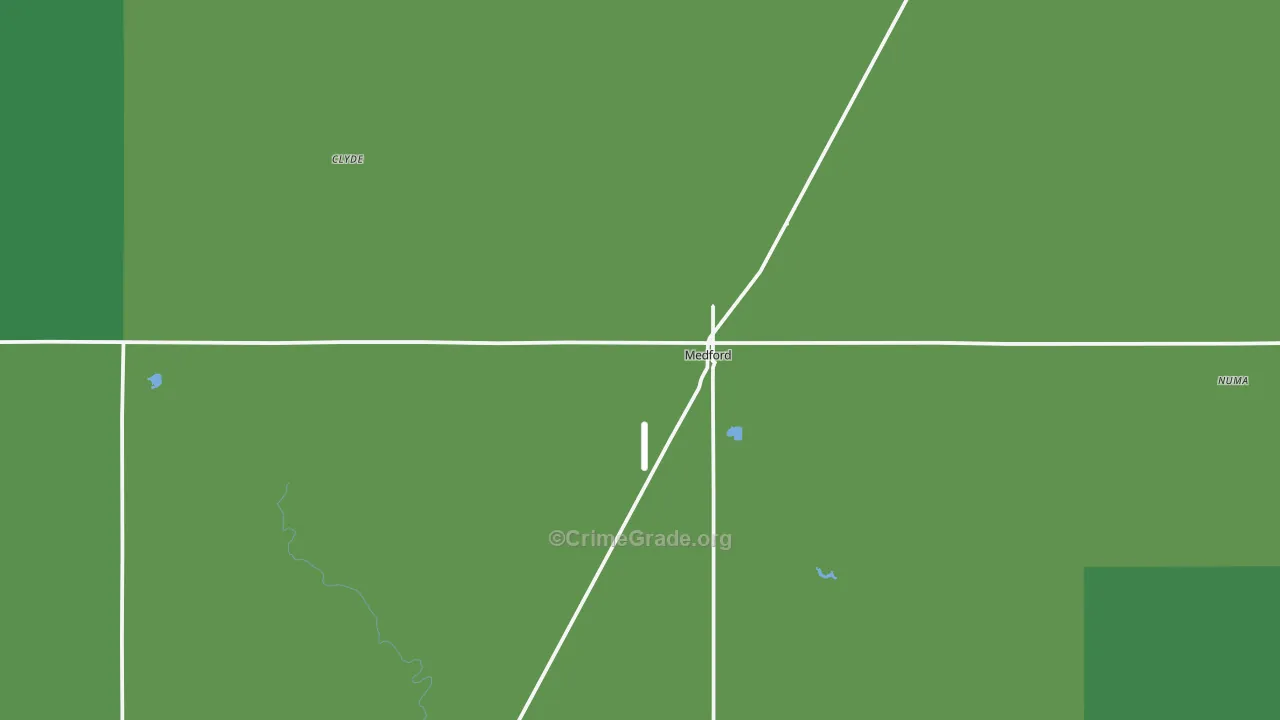 Medford, OK Map of Vehicle Theft Rates