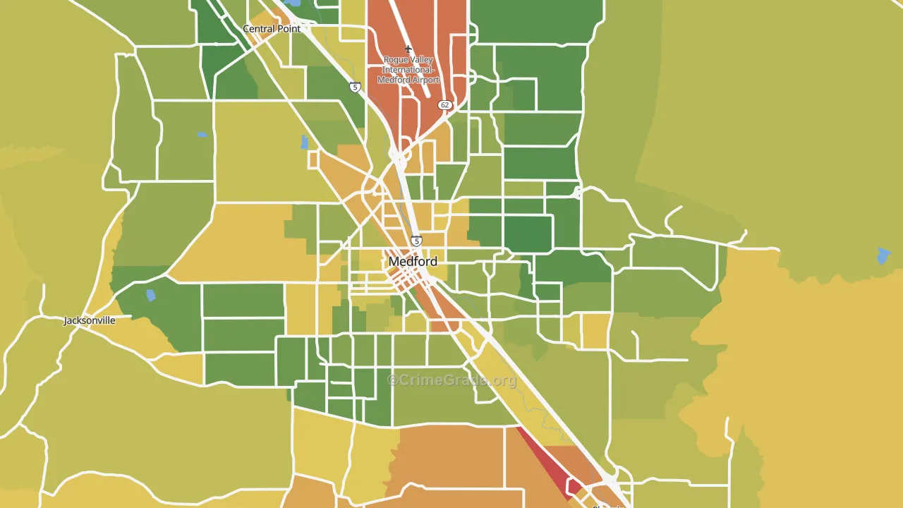 Medford, OR Map of Vehicle Theft Rates
