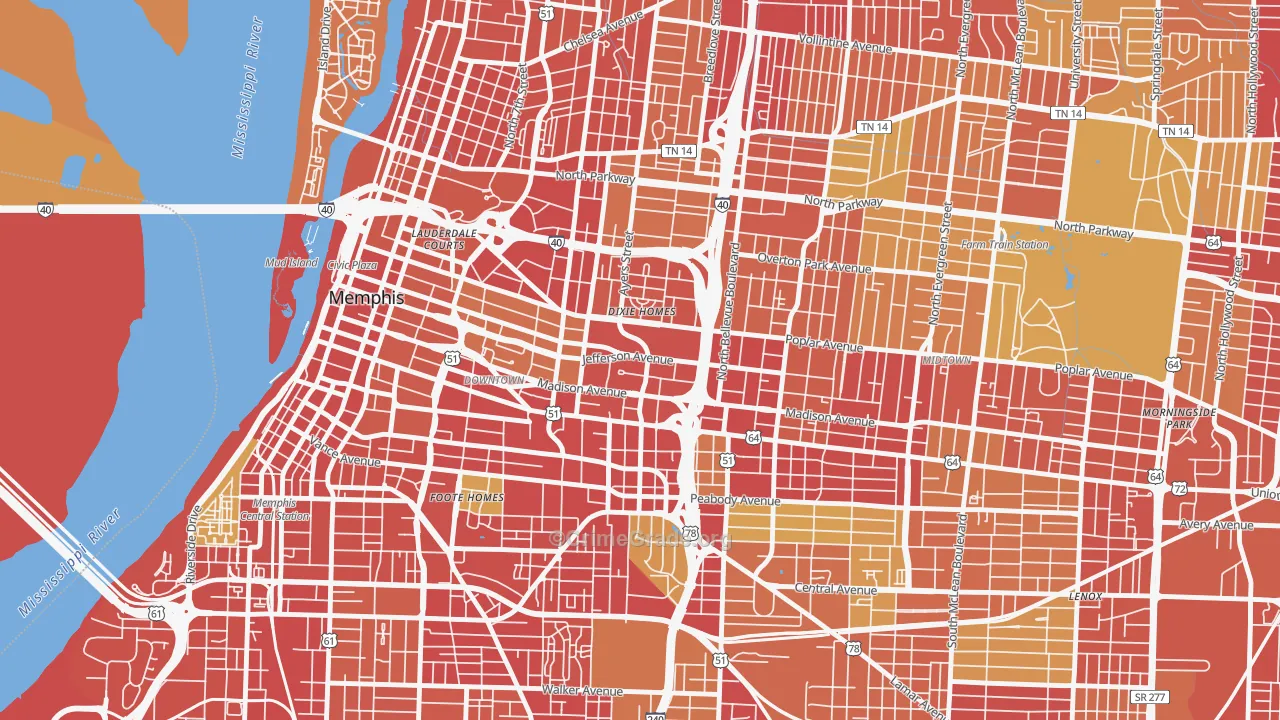 Medical District, Memphis, TN Map of Vehicle Theft Rates