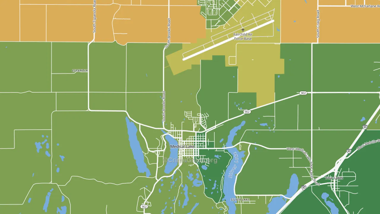 Medical Lake, WA Map of Vehicle Theft Rates