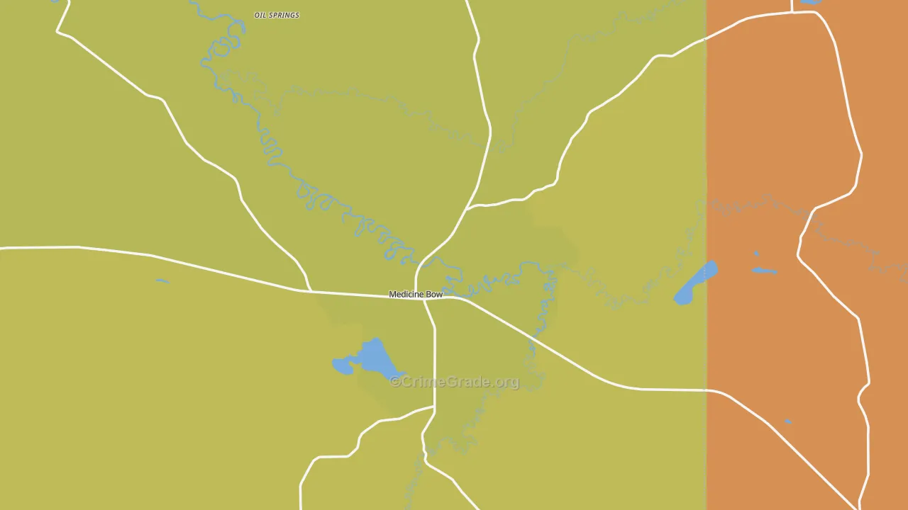 Medicine Bow, WY Map of Vehicle Theft Rates