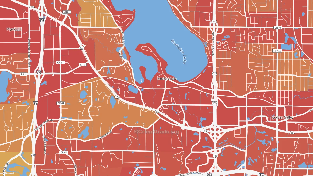 Medicine Lake, MN Map of Vehicle Theft Rates