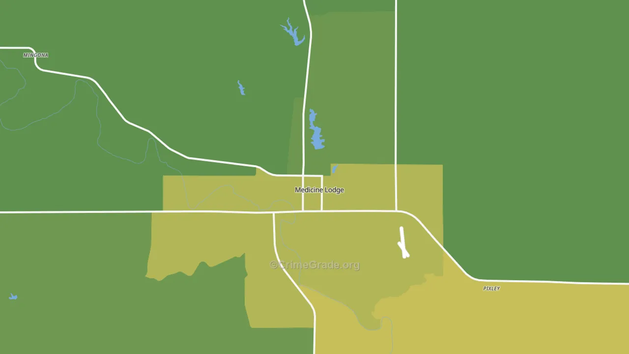 Medicine Lodge, KS Map of Vehicle Theft Rates