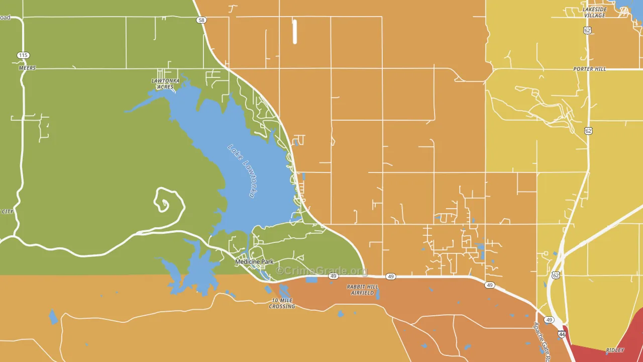 Medicine Park, OK Map of Vehicle Theft Rates