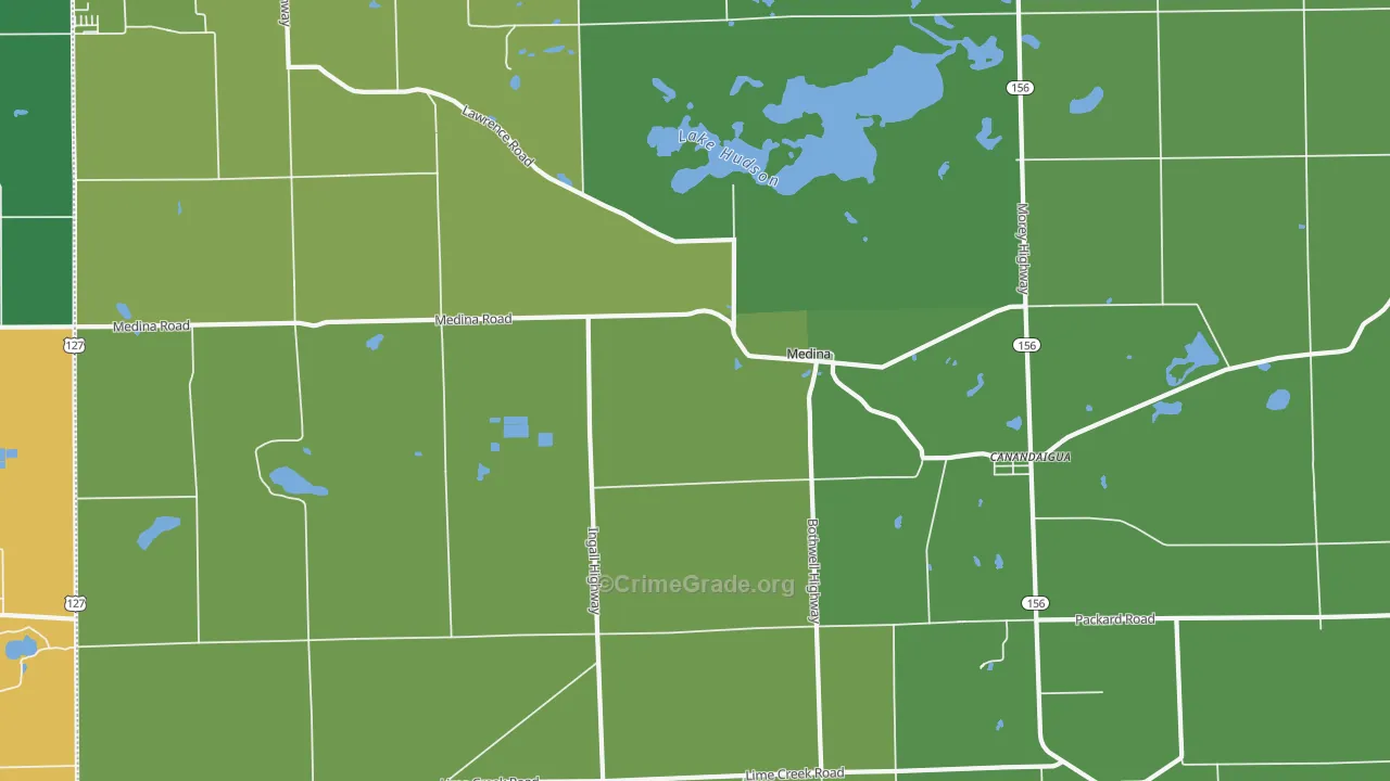 Medina, MI Map of Vehicle Theft Rates