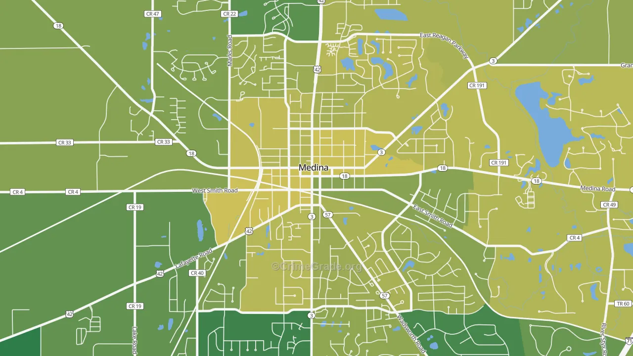 Medina Public Square Historic District, Medina, OH Map of Vehicle Theft Rates