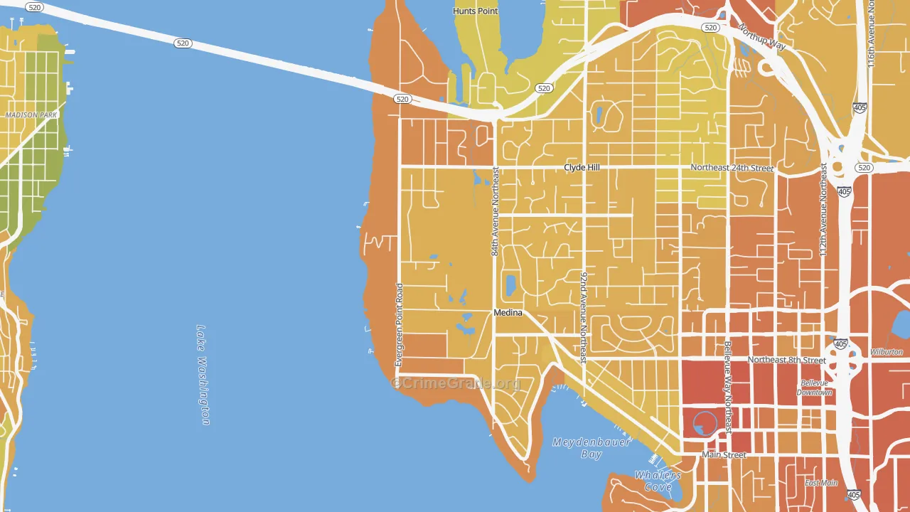 Medina, WA Map of Vehicle Theft Rates