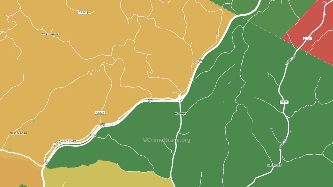 Medina, WV Map of Vehicle Theft Rates