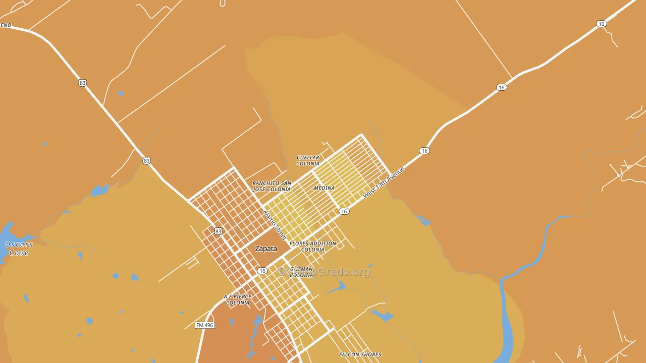 Medina, Zapata, TX Map of Vehicle Theft Rates