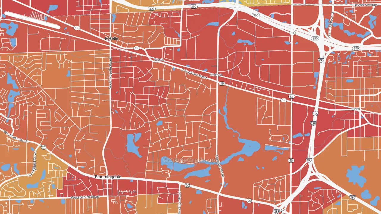 Medinah, IL Map of Vehicle Theft Rates