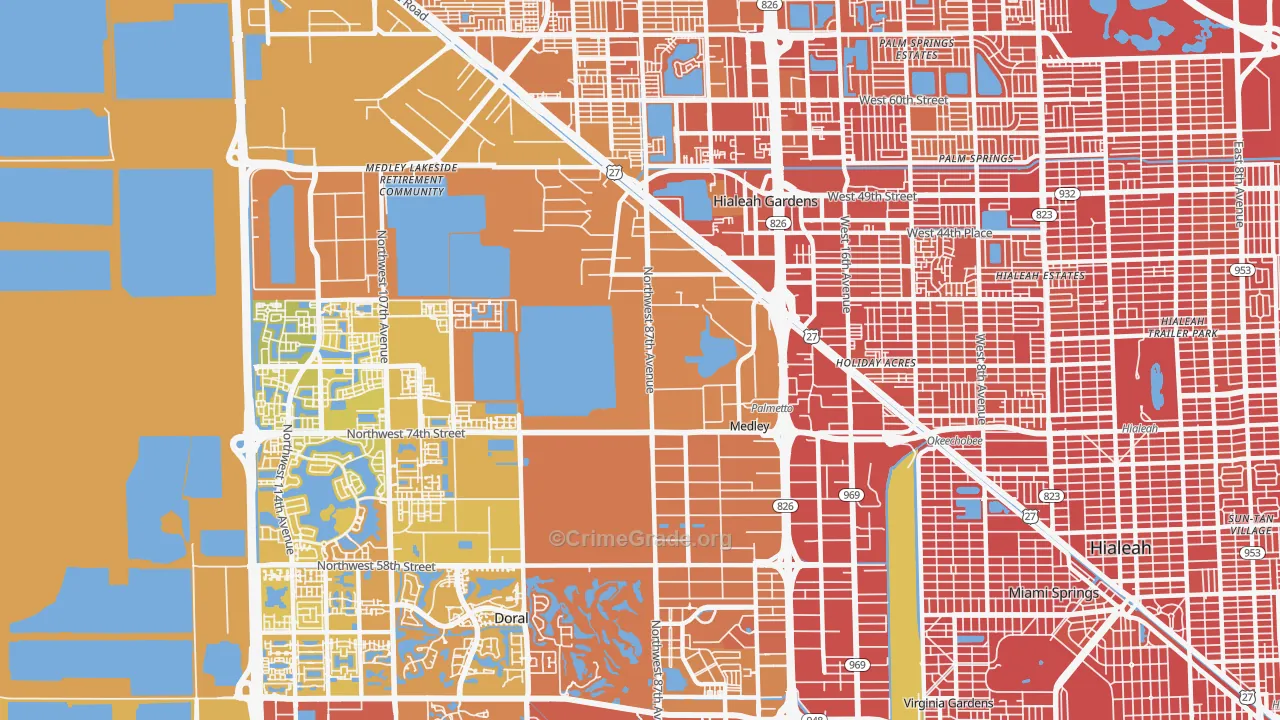 Medley, FL Map of Vehicle Theft Rates