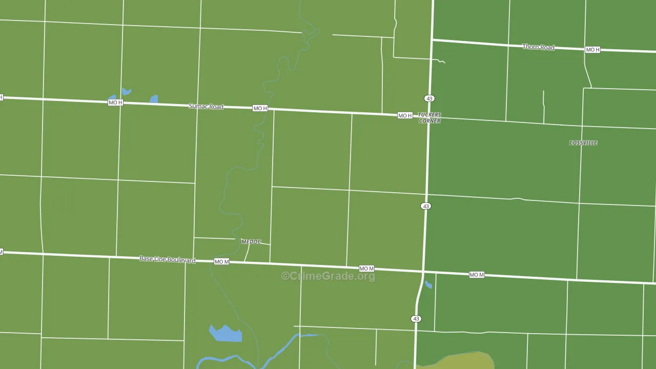 Medoc, MO Map of Vehicle Theft Rates