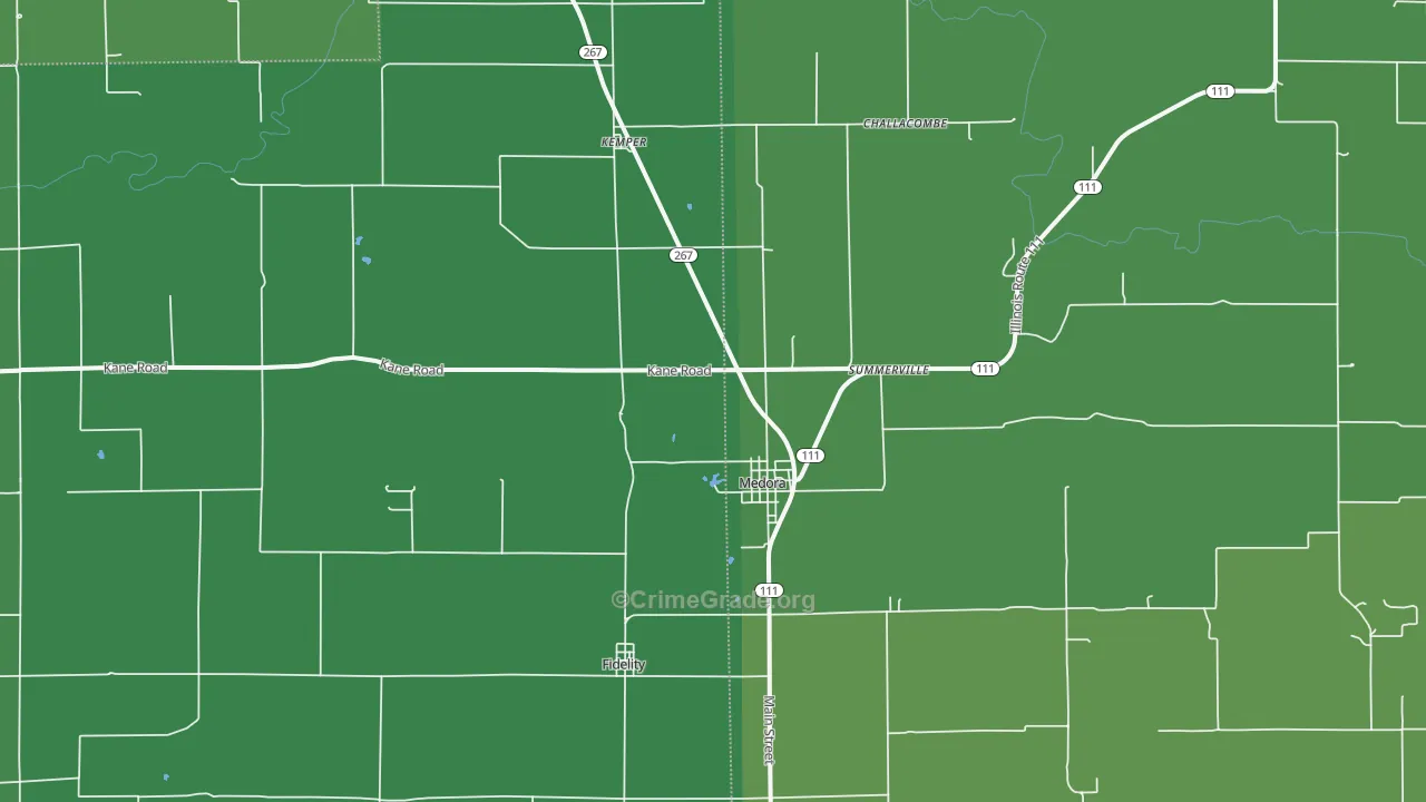 Medora, IL Map of Vehicle Theft Rates