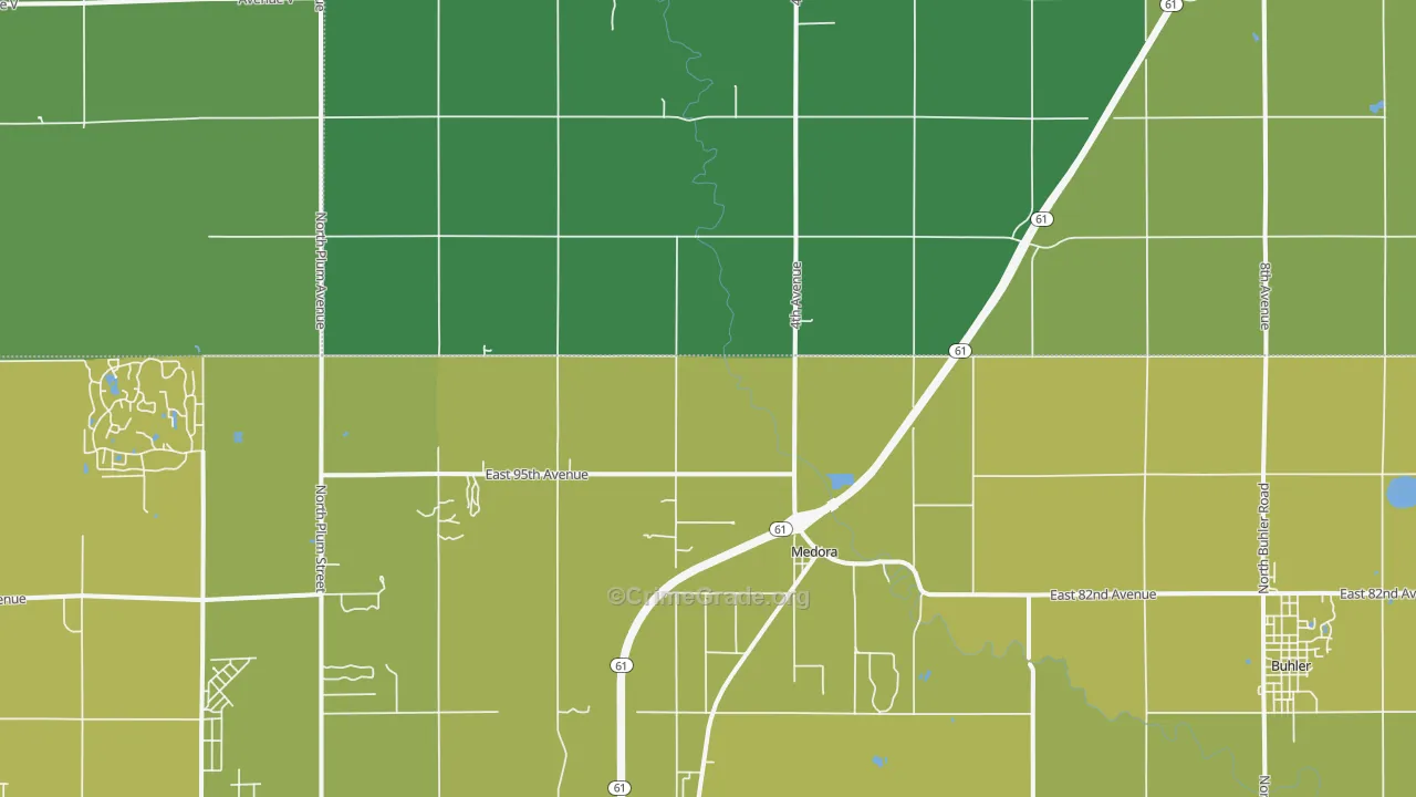 Medora, KS Map of Vehicle Theft Rates