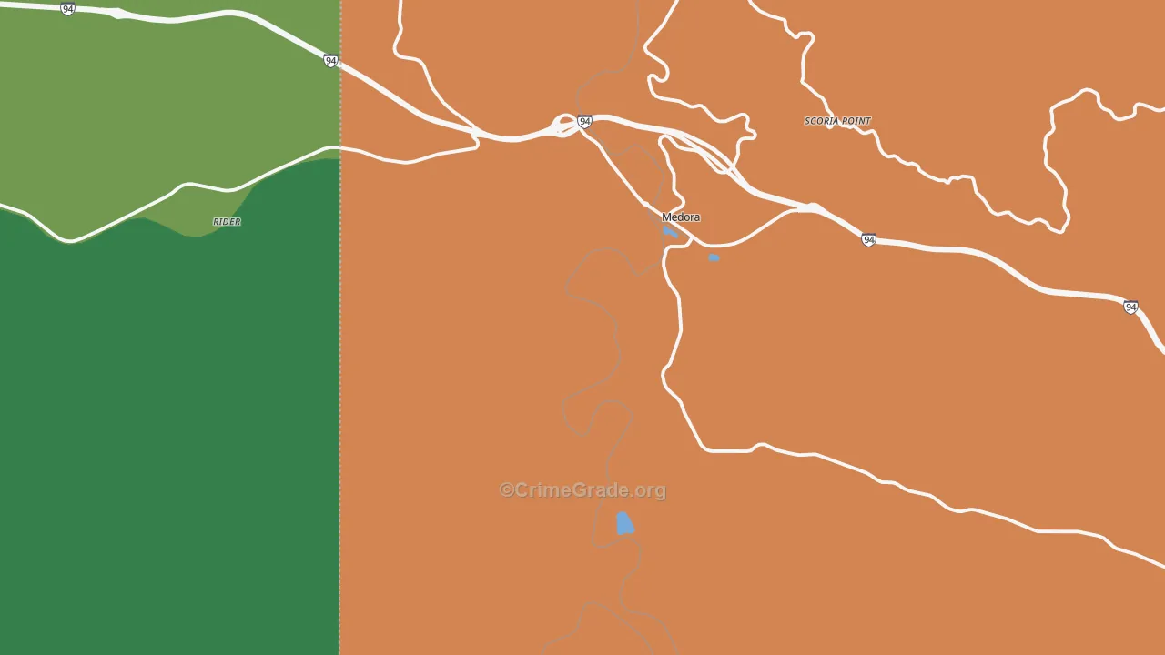 Medora, ND Map of Vehicle Theft Rates