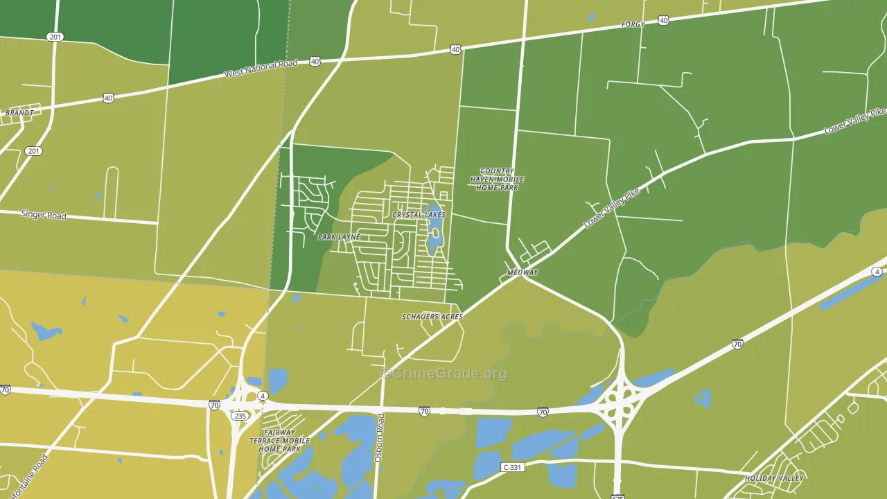 Medway, OH Map of Vehicle Theft Rates