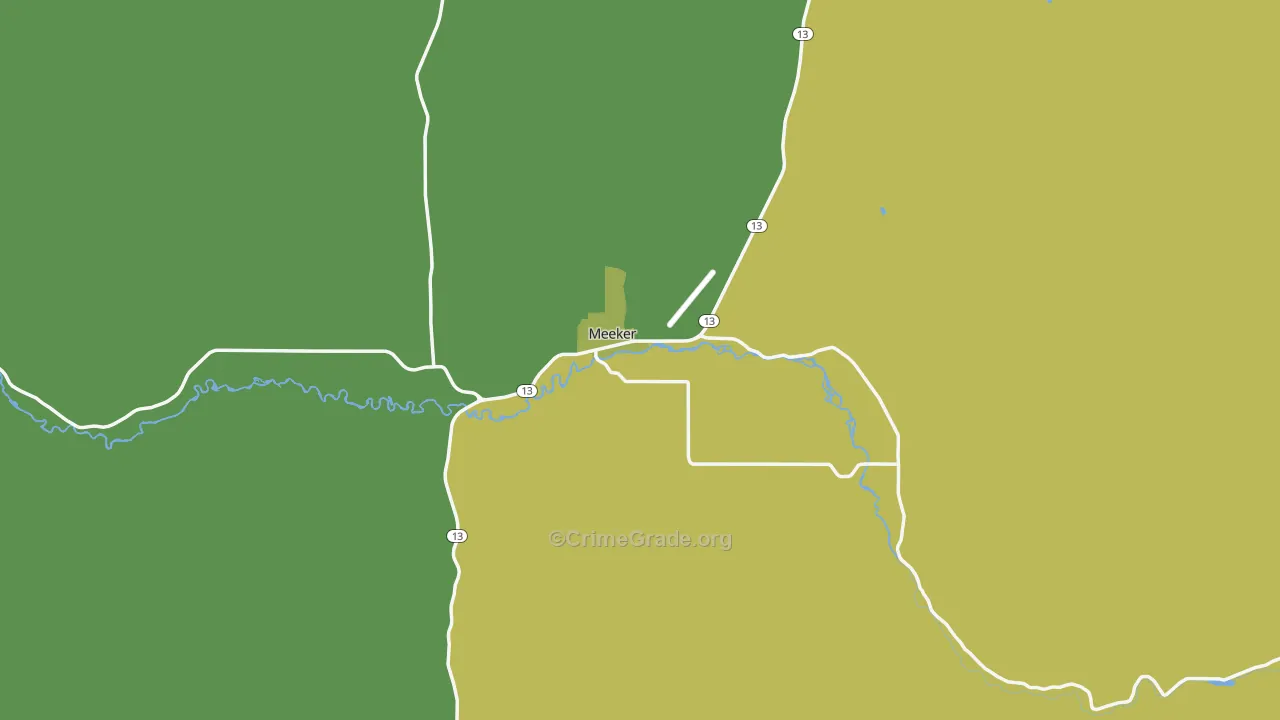 Meeker, CO Map of Vehicle Theft Rates
