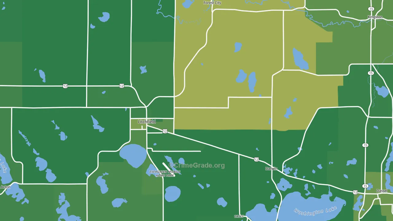 Meeker County, MN Map of Vehicle Theft Rates