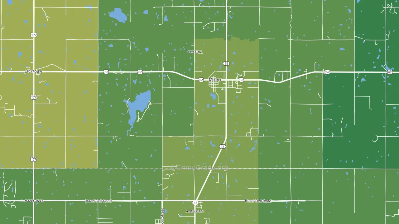 Meeker, OK Map of Vehicle Theft Rates