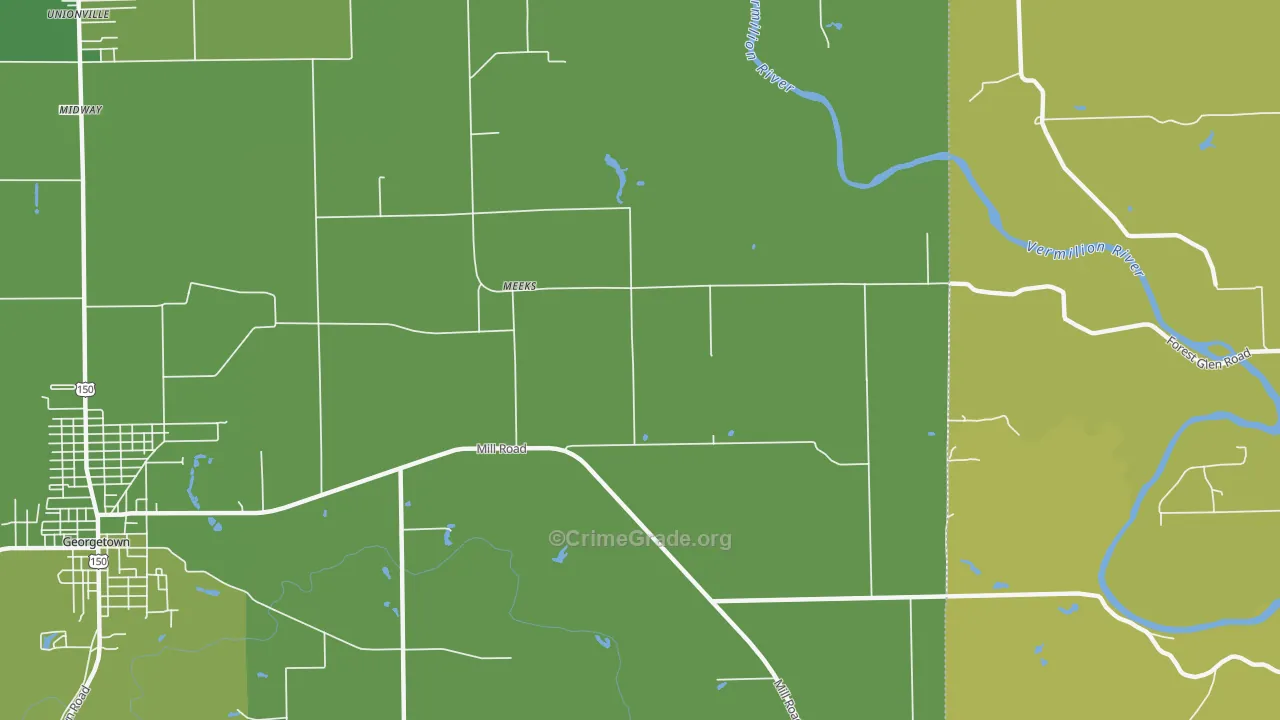Meeks, IL Map of Vehicle Theft Rates