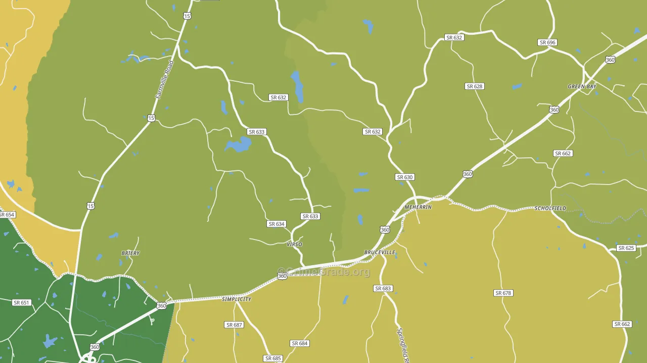 Meherrin, VA Map of Vehicle Theft Rates